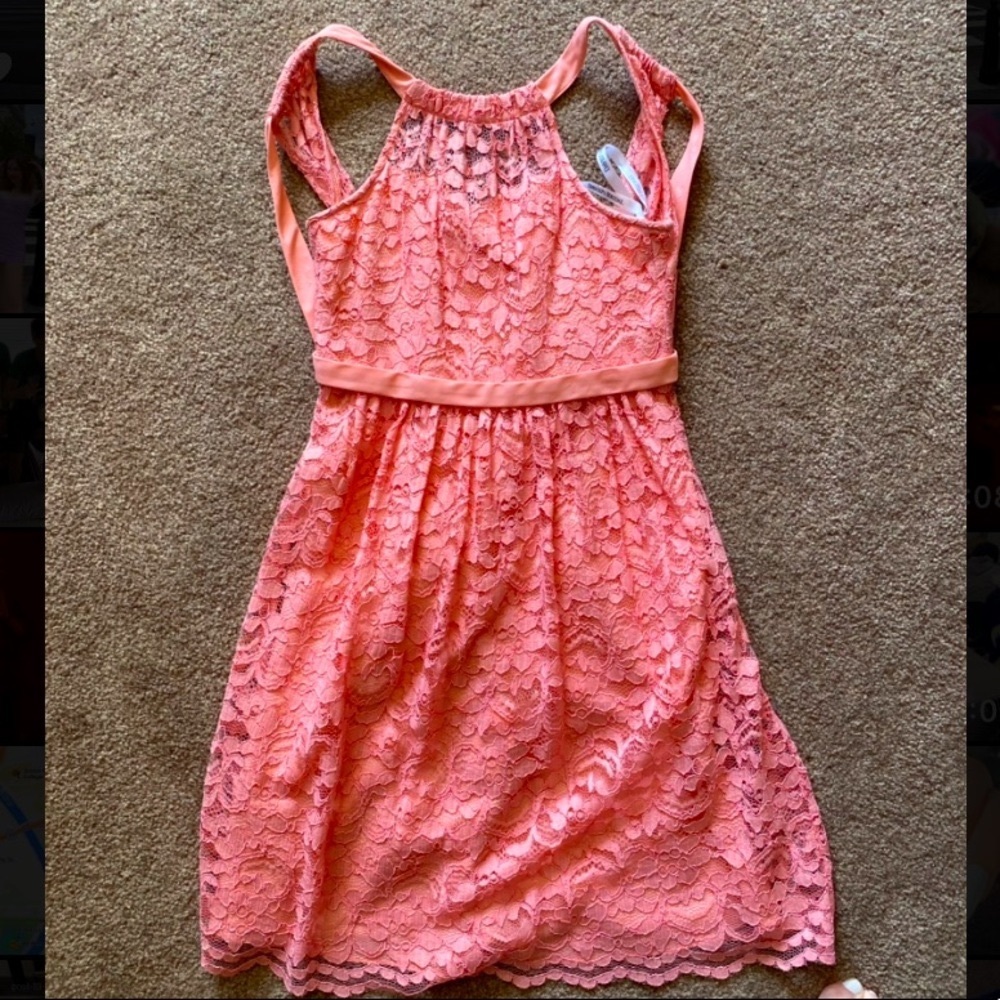 David’s Bridal Pink lacey Dress For Teens